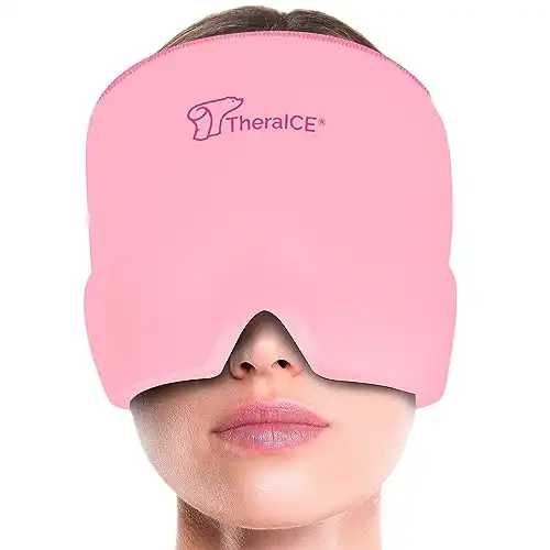 TheraICE Headache Relief Cap, Migraine Ice Pack Mask Products, Women Cooling Gel Hat, Face Cold Compress Head Wrap for Her Stress. Great Birthday Gift for Mom, Sister, Grandma, Girlfriend, & Teach...