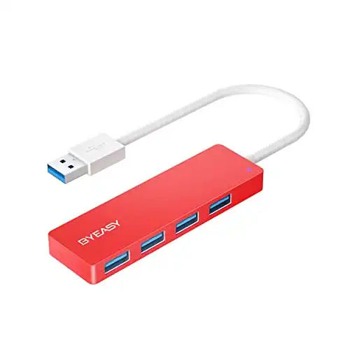 USB Hub, BYEASY 4 Port USB 3.0 Hub, Ultra Slim Portable Data Hub Applicable for iMac Pro, MacBook Air, Mac Mini/Pro, Surface Pro, Notebook PC, Laptop, USB Flash Drives, Tesla Model 3 and Mobile HDD