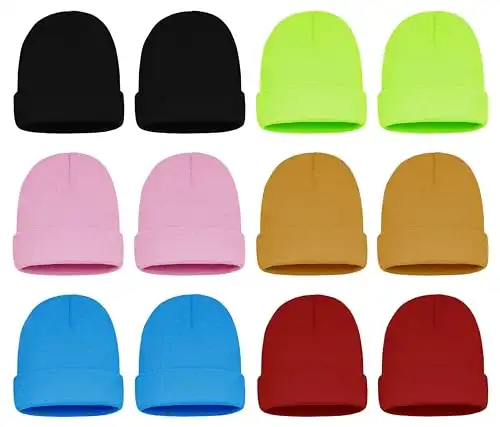 12 Pack Winter Beanie Hats for Men Women, Warm Cozy Knitted Cuffed Skull Cap, Wholesale