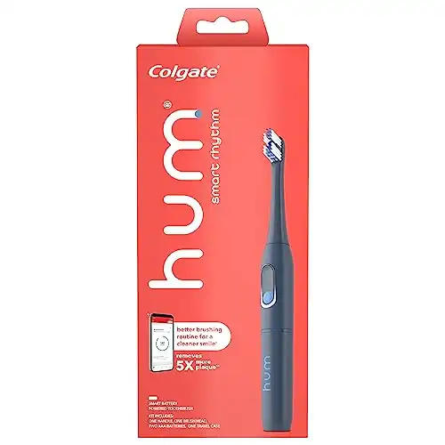 hum by Colgate Smart Rhythm Sonic Toothbrush Kit, Battery-Powered, Slate Grey