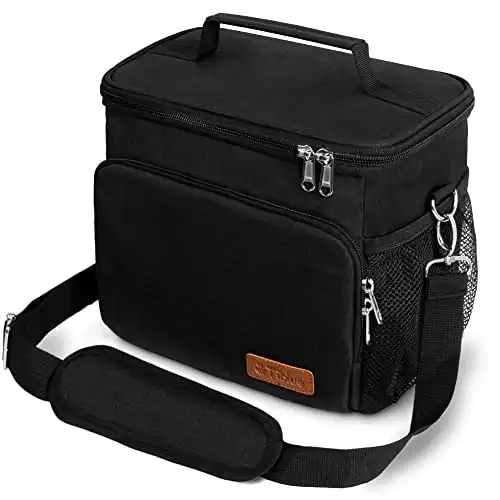 Tiblue Insulated Lunch Bag for Women/Men Reusable Lunch Box for Office Work School Picnic Beach Leakproof Freezable Cooler Bag with Adjustable Shoulder Strap for Kids/Adult(Medium,Blac...