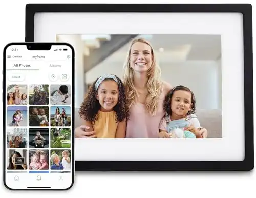 Skylight Digital Picture Frame WiFi Enabled with Load from Phone Capability, Touch Screen Digital Photo Frame Display Gifts for Mom, Preload Photos Before Gifting 10 Inch Black
