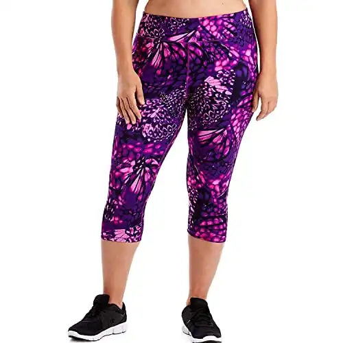 Just My Size Women s Plus Size Active Stretch Capri, Wingspan Plum Dream, 2X