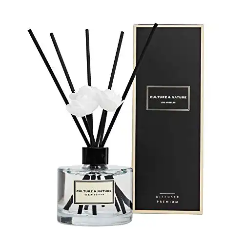 CULTURE & NATURE Reed Diffuser 6.7oz (200ml) Clean Cotton Scented Reed Diffuser Set