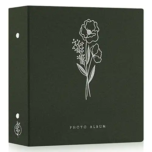 Lanpn Photo Album 4 6 600 Pockets Photos, Linen Cover Large Picture Albums Holds 600 Horizontal and Vertical Photos Green