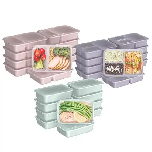 Bentgo® Prep 60-Piece Meal Prep Kit Reusable Food Containers 1-Compartment, 2-Compartment, & 3-Compartments for Healthy Eating Microwave, Freezer, & Dishwasher Safe (Floral Pa…