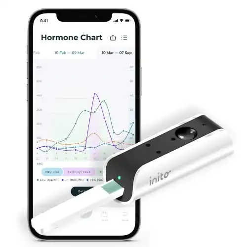 Inito Fertility Monitor & Hormone Tracker for Women | Estrogen, LH, PdG (Urine Metabolite of progesterone), FSH | Predict & Confirm Ovulation | Includes 15 Test Strips (iPhone 12)