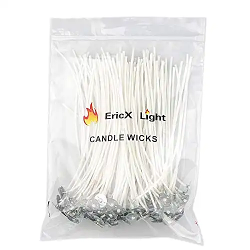 EricX Light 100 Piece Cotton Candle Wick 6 Pre-Waxed for Candle Making,Candle DIY