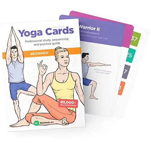 WorkoutLabs Yoga Cards Beginner: Visual Study, Class Sequencing & Practice Guide with Essential Poses, Breathing Exercises & Meditation Plastic Flash Cards Deck with Sanskrit