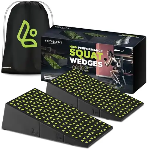 Squat Wedge Slant Board for Squats Pair Squat Wedge Block, Calf Raise Block, Heel Elevated Squat Wedge, ATG Equipment, Anti-Slip Yoga Wedge, Squat Box, 17 Incline, 3.5 5.9 12.2, Ba...