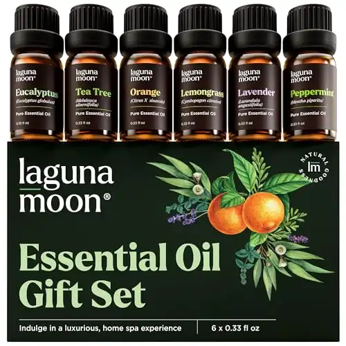 Essential Oils Set Top 6 Blends for Diffusers, Home Care, Candle Making Scents, Fragrance, Aromatherapy, Humidifiers, Gifts Peppermint, Tea Tree, Lavender, Eucalyptus, Lemongrass, Oran...