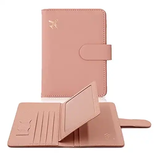 Melsbrinna Passport Holder,Passport Holder Card Slots,Cute Passport cover for Women/Men,Waterproof Rfid Blocking Travel Wallet (Baby pink New)