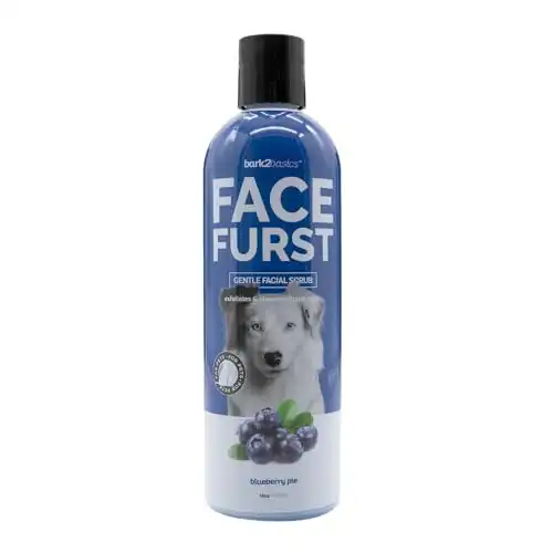 Bark2Basics Face Furst Scrub Dog Shampoo - 16 oz, Exfoliates and Gently Cleans Facial Area, Helps Remove Tear Stains, Blueberry Facial