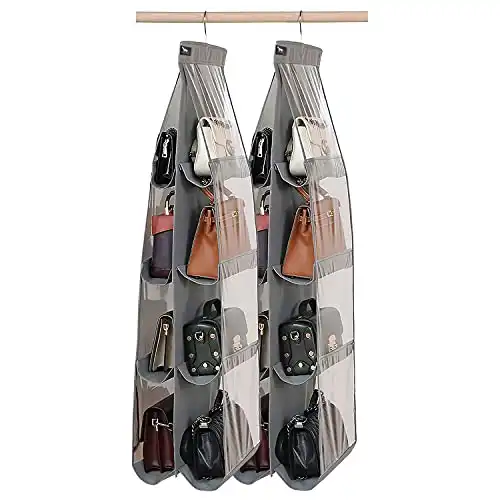 zebricolo Purse Organizer - 2 Pack, purse hanger 2024 model purse organizer for closet Thicken Metal Hooks,hand bag storage organizer purse organizer, Grey