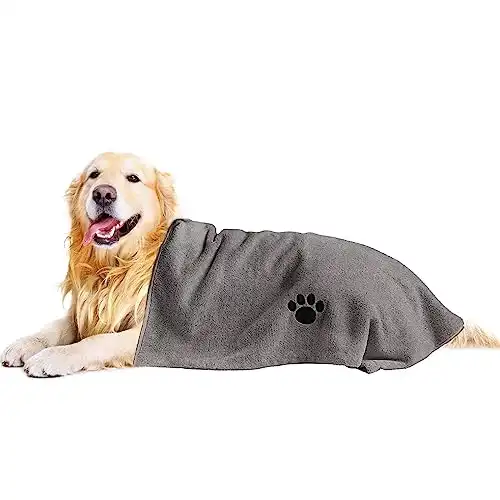 Puomue Microfiber Dog Towels for Drying Dogs, Super Absorbent and Soft Pet Grooming Towel, 40 Inch X 23.6 Inch, Perfect Dog Shower & Bath Supplies for Large, Medium or Small Dogs, Grey