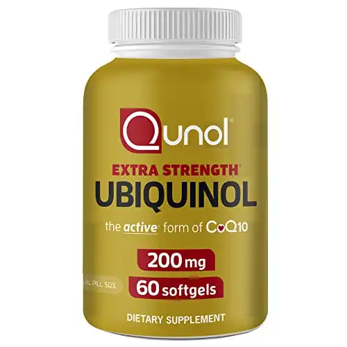 Qunol Ubiquinol CoQ10 200mg Softgels, Powerful Antioxidant for Heart and Vascular Health, Essential for Energy Production, Natural Supplement Active Form of CoQ10, 60ct Softgels