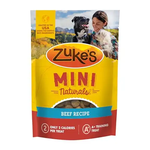 Zuke s Mini Naturals Soft And Chewy Dog Treats For Training Pouch, Natural Treat Bites With Beef Recipe - 6.0 OZ Pouch