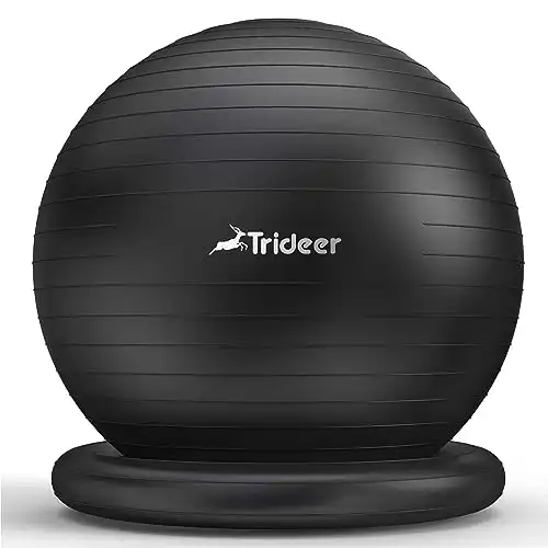 Trideer Ball Chair Yoga Ball Chair Exercise Ball Chair with Base for Home Office Desk, Stability Ball & Balance Ball Seat to Relieve Back Pain, Home Gym Workout Ball for Abs, Pregnancy Ball with P...