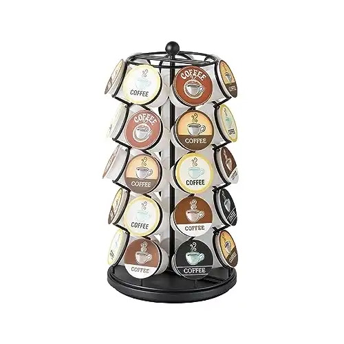 Nifty K Cup Holder Compatible with K-Cups, Coffee Pod Carousel | 35 K Cup Holder, Spins 360-Degrees, Lazy Susan Platform, Modern Black Design, Home or Office Kitchen Counter Organizer