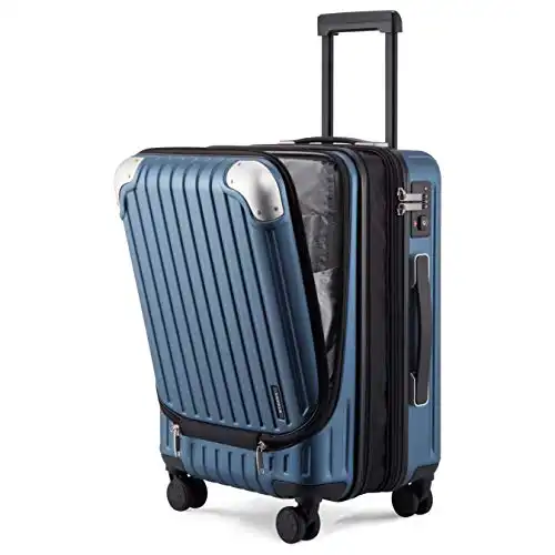 LEVEL8 Grace EXT Carry On Luggage Airline Approved, 20 Expandable Hardside Carry On Suitcase With Wheels, ABS+PC Harshell Spinner Small Luggage with TSA Lock - Blue, 20-Inch Carry-On