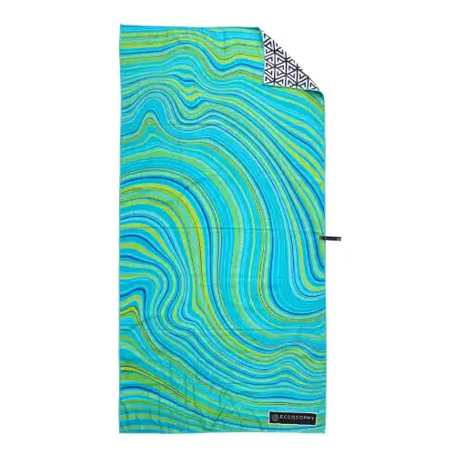 ECCOSOPHY Microfiber Beach Towel -Sand Free Towels are Quick Dry, Light Weight, Super Absorbent-Perfect Pool, Travel, Cruise, Camping Essentials - Oversized Extra Large for Adults (Bora Bora)