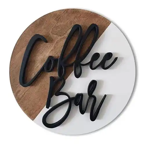 Lavender Inspired Coffee Bar Sign Round-Modern Farmhouse Coffee Bar Boho Wall Decor-3D Coffee Cutout Sign-10" Tiered Tray Decor-Coffee Lover Gift