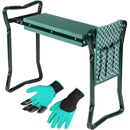 Abco Tech Garden Stool & Kneeler - Kneeler & Stool for Gardening, Foldable Garden Seat for Storage, Garden Kneelers for Seniors, Great Gardening Gifts for Women, Bench Comes with Tool Pouch &a...