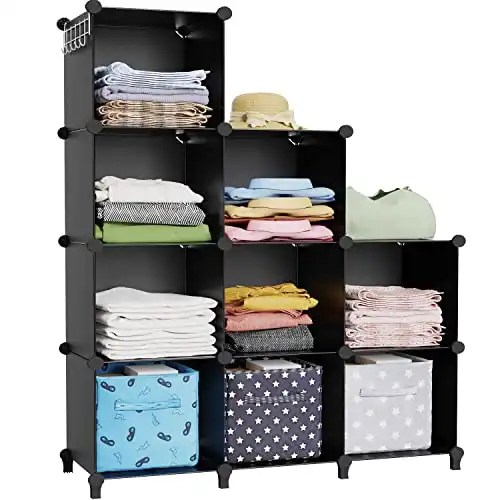 HOMIDEC Closet Organizer, 9-Cube Closet Organizers and Storage, Portable Closet Storage Shelves,Closet Organizer Storage Shelves, Clothes Storage Organizer for Garment Racks, Closet, Wardrobe