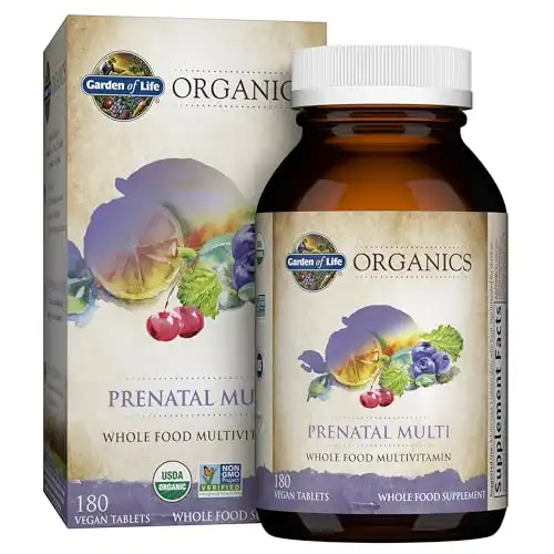 Garden of Life Organics Women s Prenatal Multivitamin with Vitamin D3, B6, B12, C & Iron, Folate for Energy & Healthy Fetal Development Organic, Non-GMO, Gluten-Free, Vegan, 60 Day Suppl...