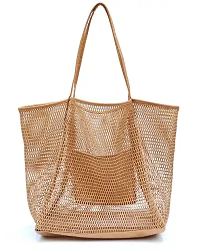 HOXIS Mesh Beach Tote Womens Shoulder Handbag Large