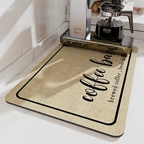 tchdio-Coffee Mat-Hide Stain Absorbent Rubber Backed Quick Drying Mat for Kitchen Counter-Coffee Bar Accessories Dish Drying Mat Fit Under Coffee Maker Coffee Machine Coffee Pot Espresso Machine