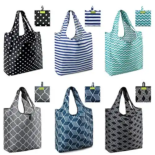 BeeGreen Sea Turtle Gifts Shopping Bags Foldable Reusable Grocery Bags 6 Pack Cute Holiday Bags with Handles Large Cloth Gift Bags Groceries Tote bag Bulk Nylon Bags Heavy Duty