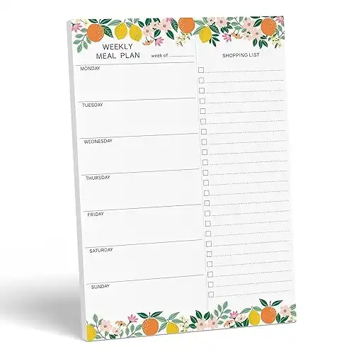 Sweetzer & Orange Fruity Weekly Meal Planner and Grocery List Magnetic Notepad. 7x10 Meal Planning Pad with Tear Off Shopping List. Plan Weekly Menu Food for Weight Loss or Dinner List for Family!