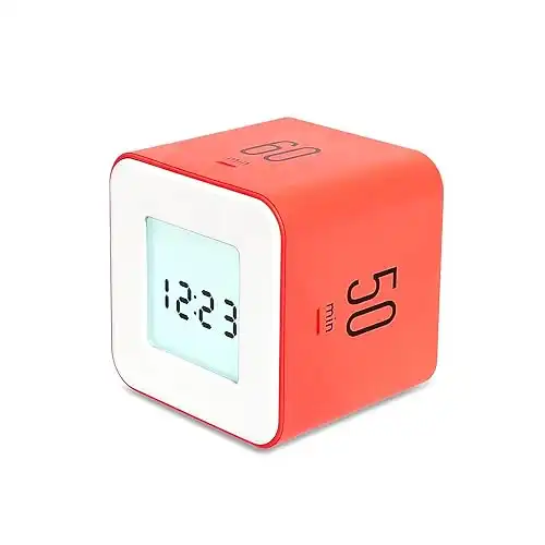 mooas Multi Cube Timer/Rotating Timer, Simple Operation, Clock & Timer (Neon Coral)