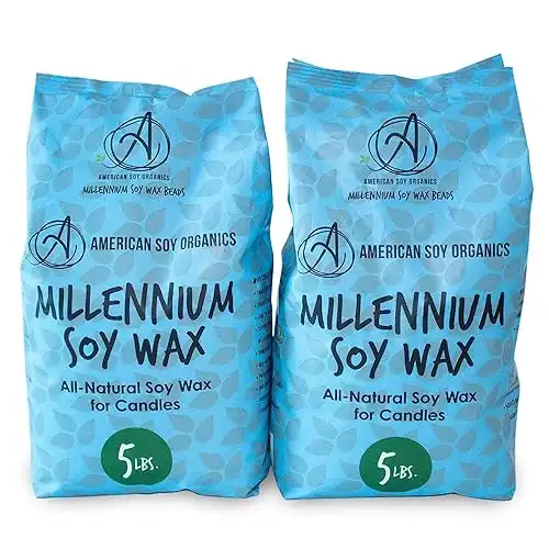 American Soy Organics Millennium Soy Wax Beads for Candle Making Natural Candle Making Supplies Paraffin-Free, Beeswax-Free Candle Wax for Container Candles, Tealights and Wax Melts, 1...