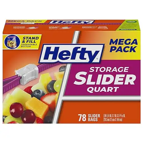 Hefty Slider Storage Bags, Quart Size, 78 Count