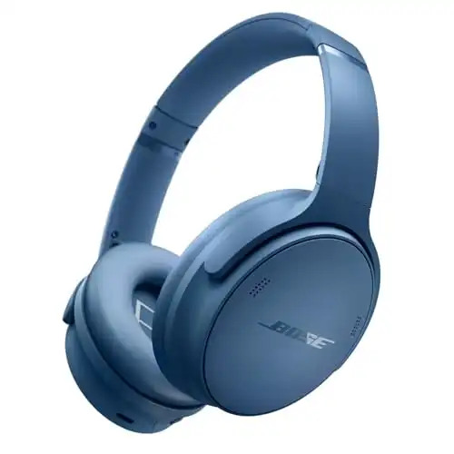 Bose QuietComfort Bluetooth Headphones, Wireless Headphones, Over Ear Noise Cancelling Headphones with Mic, Up to 24 Hours of Battery Life, Blue Dusk – Limited Edition Color