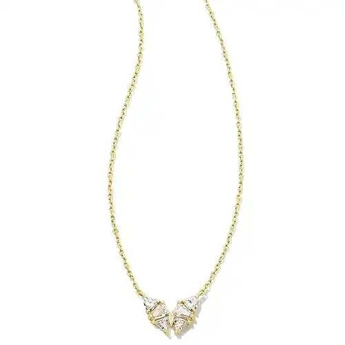 Kendra Scott Blair 14k Gold-Plated Butterfly Small Short Pendant Necklace in White Crystal, Fashion Jewelry for Women