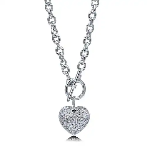 BERRICLE Heart Anniversary Toggle Pendant Necklace for Women