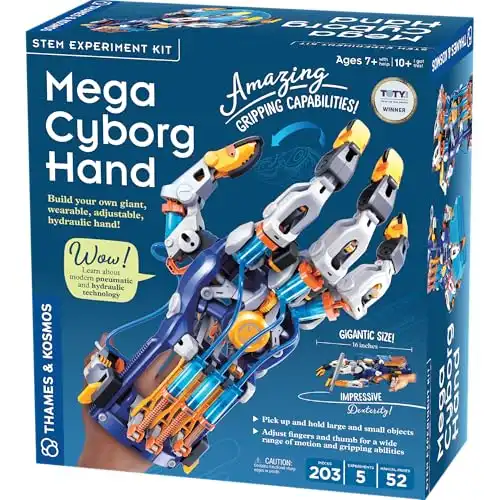 Thames & Kosmos Mega Cyborg Hand STEM Experiment Kit | Build Your Own GIANT Hydraulic Amazing Gripping Capabilities Adjustable for Different Sizes Learn Pneumatic Systems