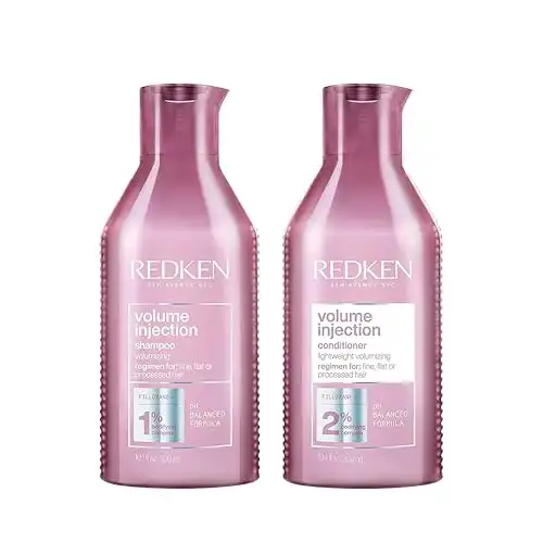 REDKEN Volume Injection Shampoo & Conditioner Set | For Fine Hair | Adding Lift & Body | Paraben Free