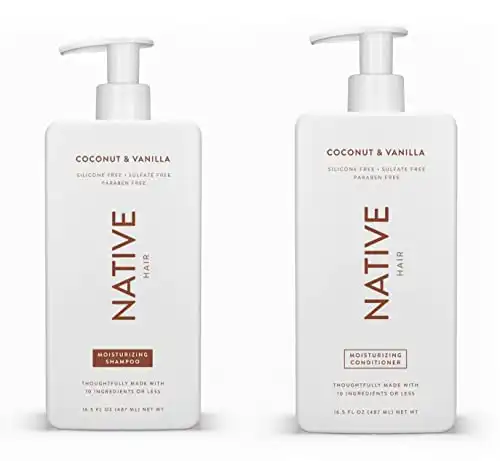 Native Shampoo and Conditioner Set | Sulfate Free, Paraben Free, Dye Free, with Naturally Derived Clean Ingredients| 16.5 oz (Coconut & Vanilla, Moisturizing), 2, 1.3 ounces