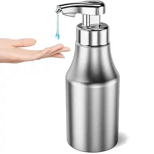 YIKHOM Automatic Stainless Steel Liquid Soap Dispenser, 13.52 oz Touchless Hand Free Soap Dispenser with Adjustable Levels, Motion Sensor & IPX6 Waterproof, Dish Soap Dispenser for Bathroom Kitche...