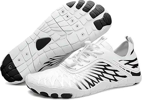 LoraxPro Summer- Wide Toe Box & Non-Slip Breathable Barefoot Shoes (Unisex) White/Black